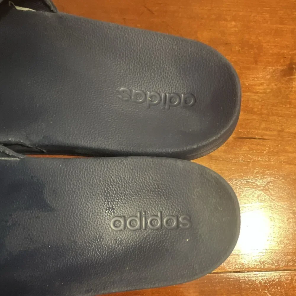 adidas Men’s Slide Sandals Blue/White 3-Stripes Slip-On US 10 EU 44 AQ1703